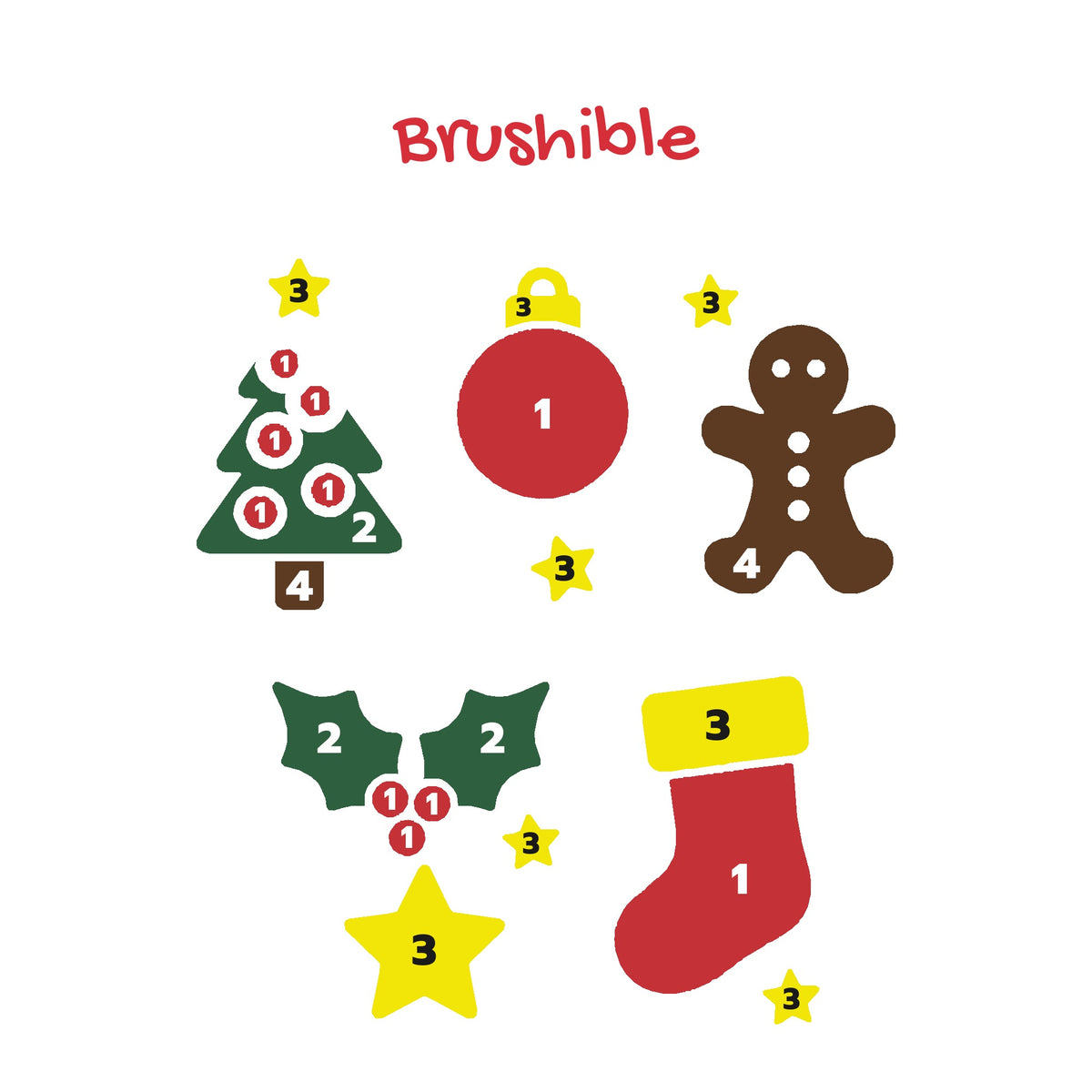 Merry & Bright artwork with the paint number on every piece