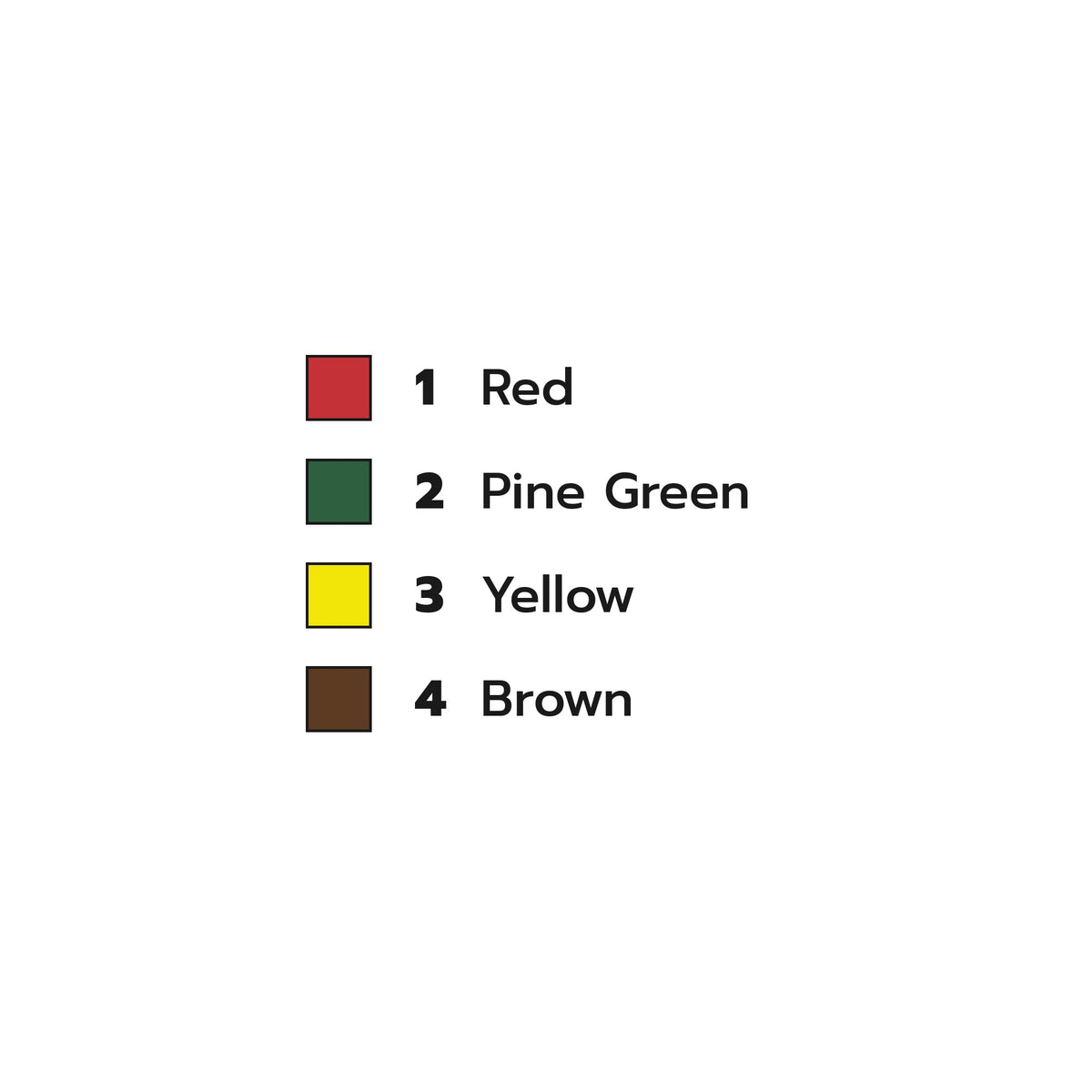 Merry & Bright colour key: 1 Red, 2 Pine Green, 3 Yellow, 4 Brown