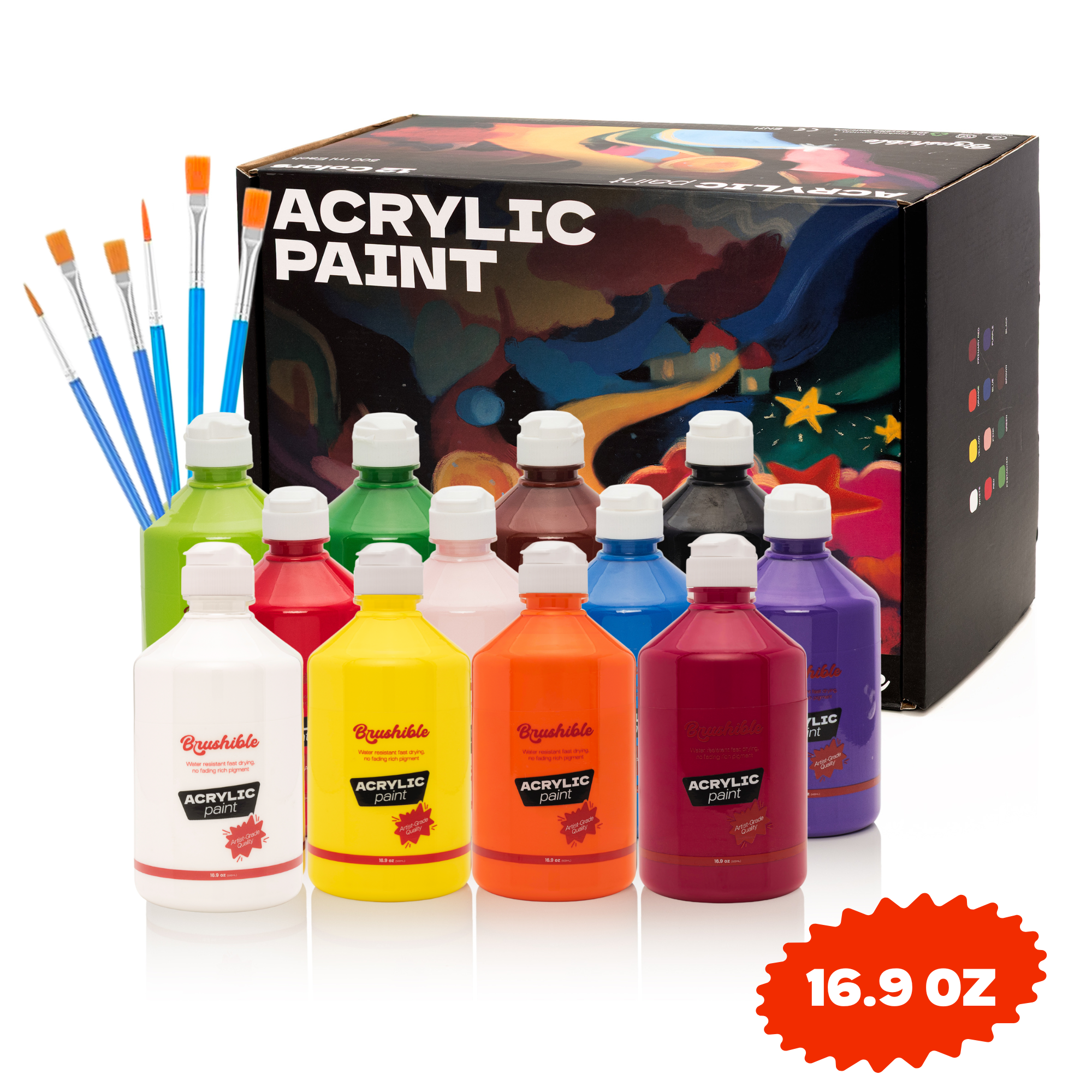 Brushible Acrylic Paint Set 16 OZ