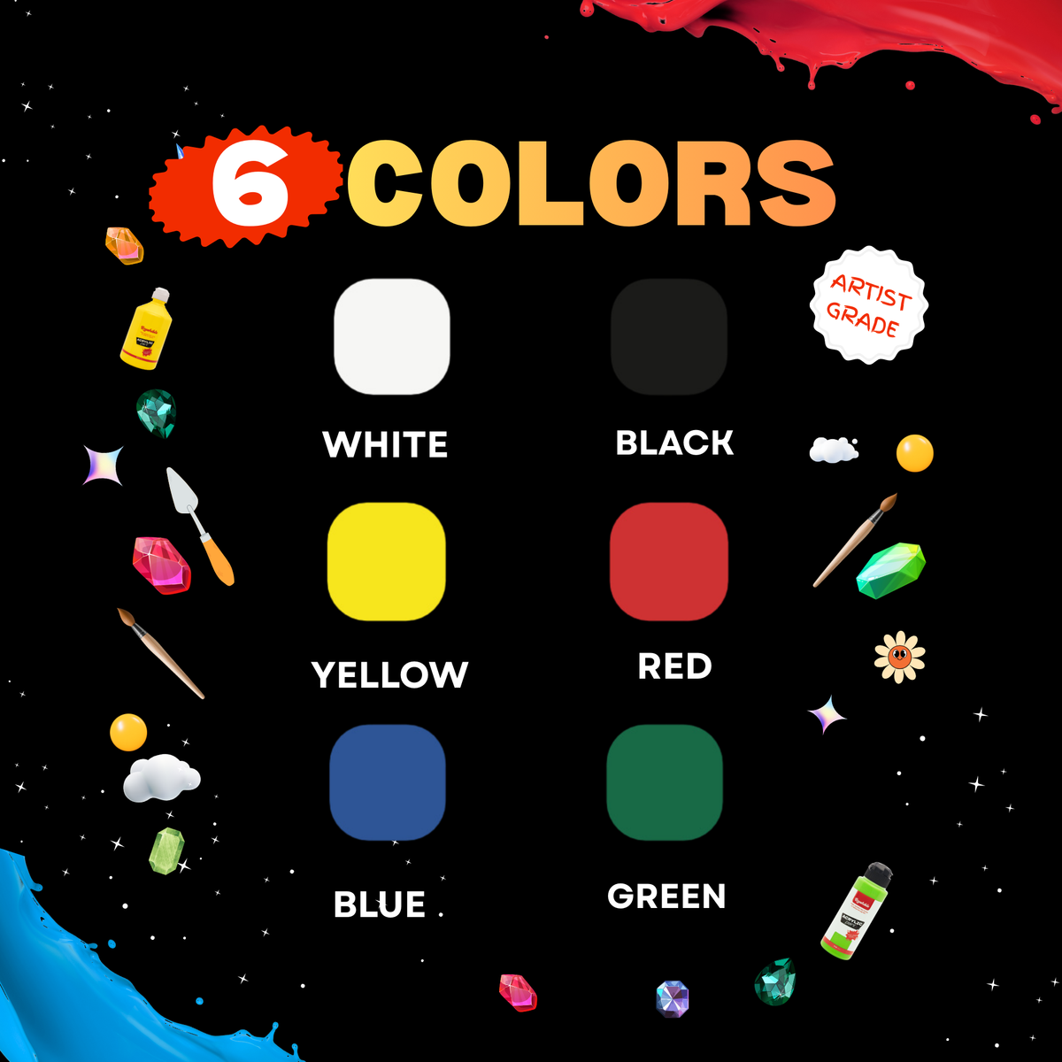 Color chart for the 6 color set