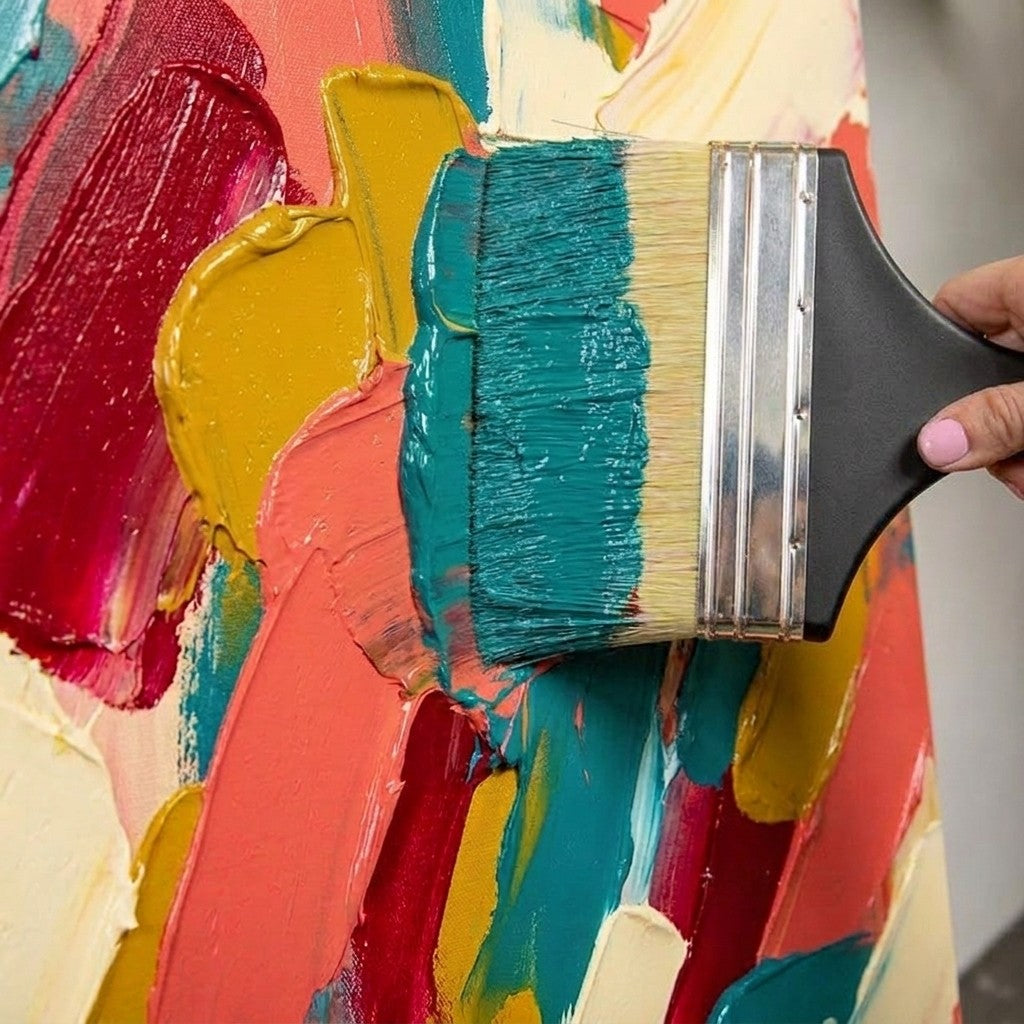Brushible Artist Heavy Body acrylic — loaded brush on a textured canvas