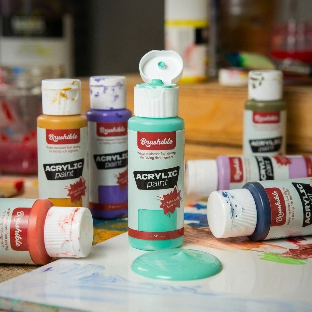 Brushible Artist Soft Body acrylic — open bottle with a dollop of paint