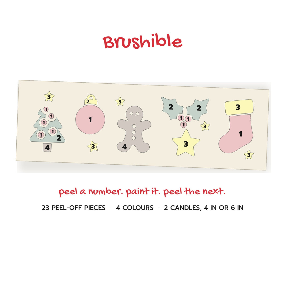 Merry & Bright numbered peel-off wrap: 23 pieces, 4 colours